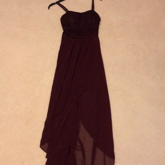 Burgundy High-Low Dress - Picture 4 of 5